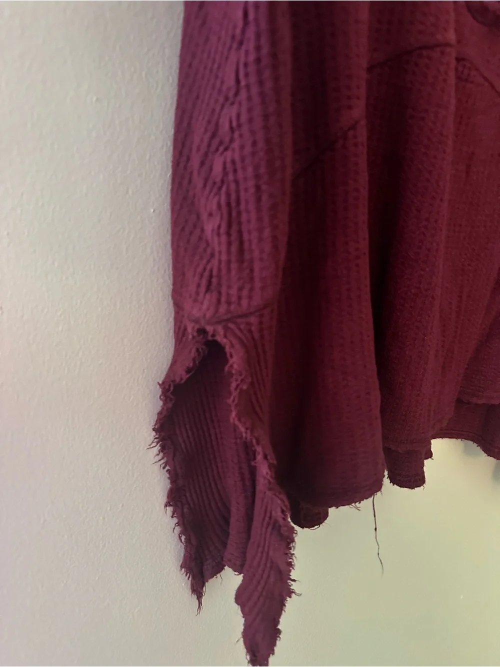 Free people waffle knit burgundy top